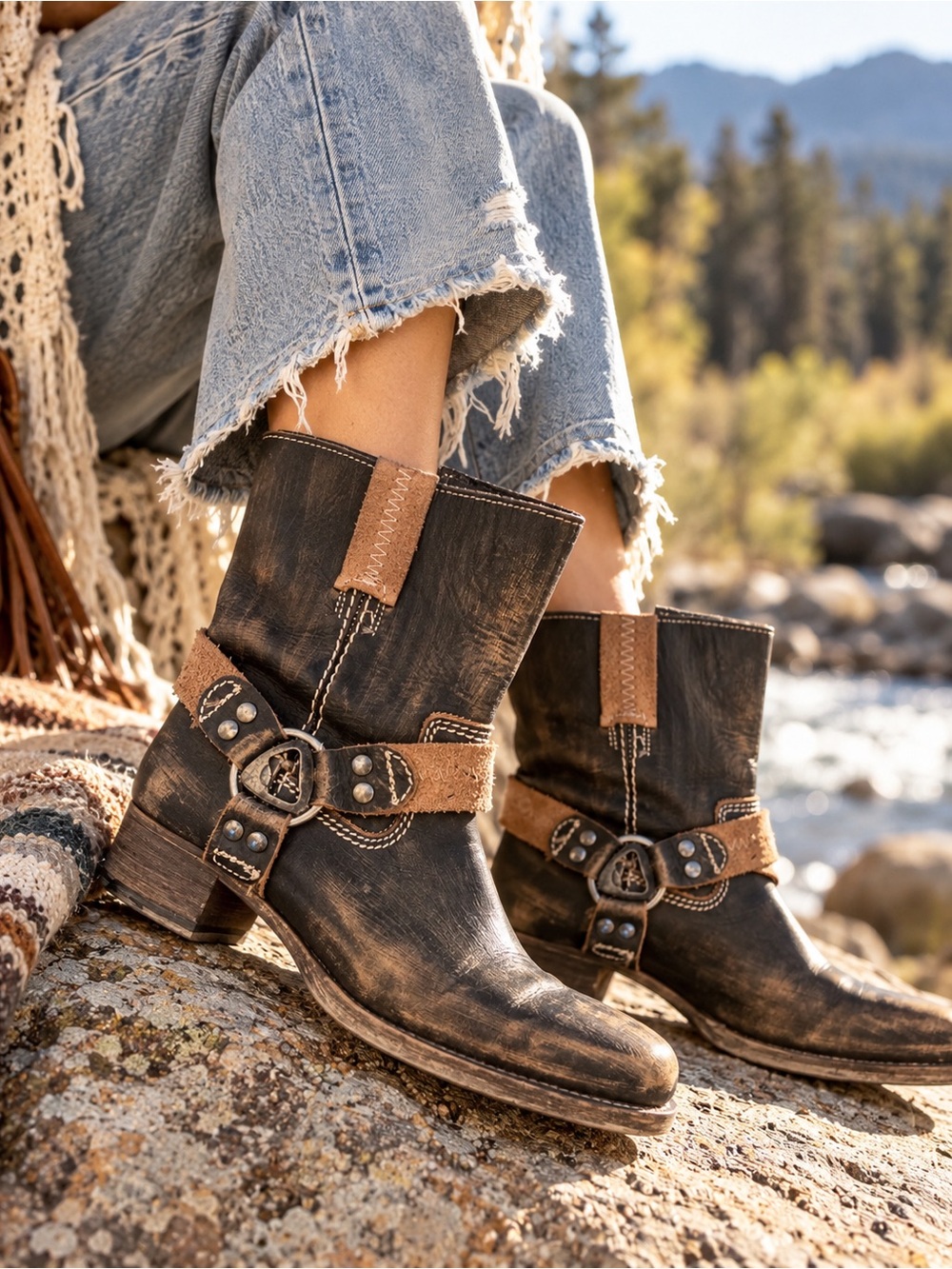 Bed|Stu Leather Western-Inspired Moto Ankle Booties | Women’s 8 EUC